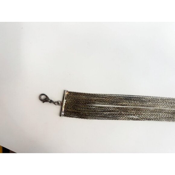 Slinky Multi Strand Silver Toned Chunky Lobster Claw Vintage Bracelet - Picture 4 of 10